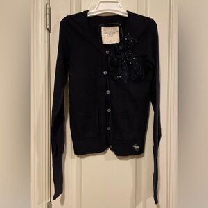 Abercrombie & Fitch Black Sequin Bow Cardigan